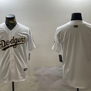 Men's Los Angeles Dodgers Blank White Gold Home Limited Stitched Baseball Jersey