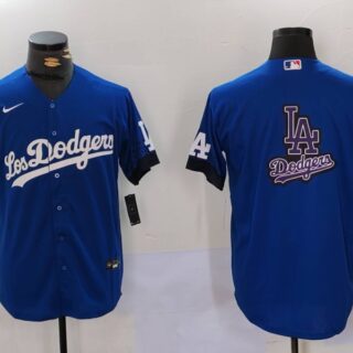Men's Los Angeles Dodgers Blue Team Big Logo City Connect Cool Base Stitched Baseball Jerseys