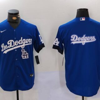 Men's Los Angeles Dodgers Blue Team Big Logo City Connect Cool Base Stitched Baseball Jerseys