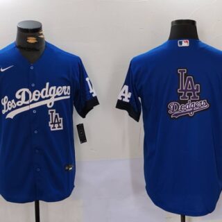 Men's Los Angeles Dodgers Blue Team Big Logo City Connect Cool Base Stitched Baseball Jerseys