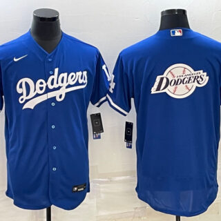 Men's Los Angeles Dodgers Blue Team Big Logo Flex Base Stitched Baseball Jersey