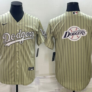 Men's Los Angeles Dodgers Cream Team Big Logo Cool Base Stitched Baseball Jersey