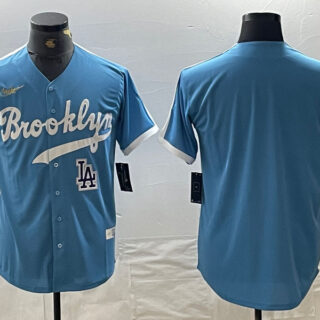 Men's Los Angeles Dodgers Team Light Blue Throwback Cool Base Stitched Baseball Jerseys