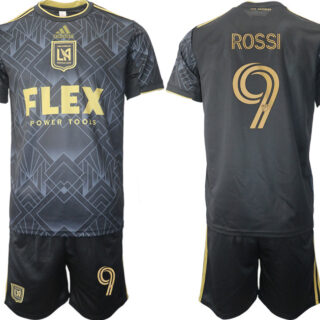 Men's Los Angeles Football Club #9 Rossi Black Soccer Jersey Suit
