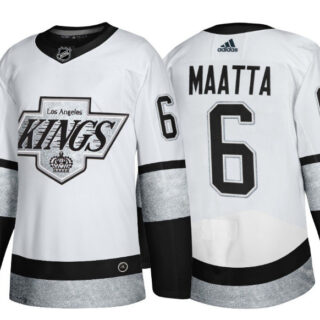 Men's Los Angeles Kings #6 Olli Maatta White Throwback Stitched Jersey
