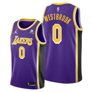 Men's Los Angeles Lakers #0 Russell Westbrook Purple Stitched Jersey