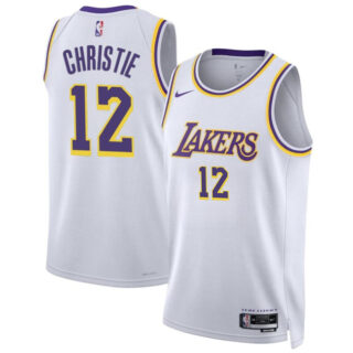 Men's Los Angeles Lakers #12 Max Christie White 2024 Association Edition Stitched Basketball Jersey