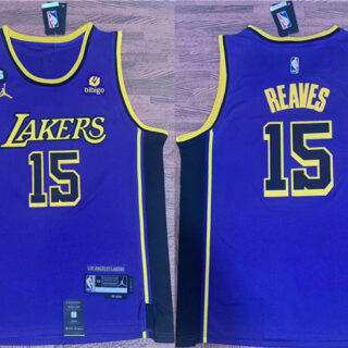Men's Los Angeles Lakers #15 Austin Reaves Purple With NO.6 Patch Stitched Basketball Jersey