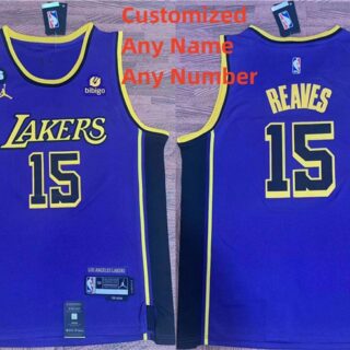 Men's Customized Los Angeles Lakers Purple With NO.6 Patch Stitched Basketball Jersey