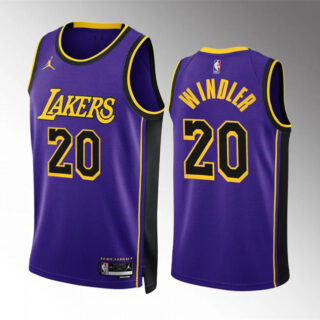 Men's Los Angeles Lakers #20 Dylan Windler Purple Statement Edition Stitched Basketball Jersey