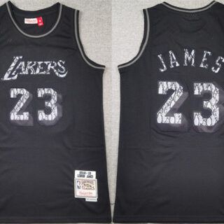 Men's Los Angeles Lakers #23 LeBron James Black Stitched Basketball Jersey
