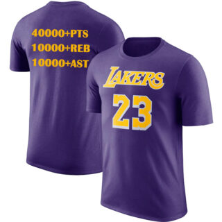 Men's Los Angeles Lakers #23 LeBron James Purple T-Shirt S