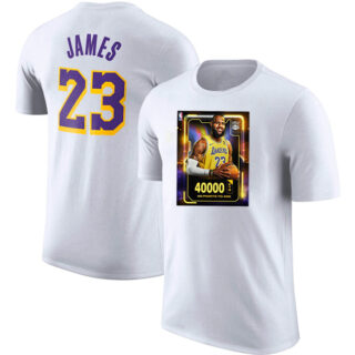 Men's Los Angeles Lakers #23 LeBron James White T-Shirt 3