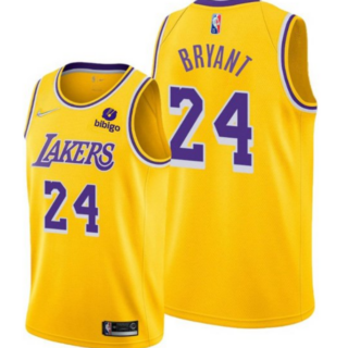 Men's Los Angeles Lakers #24 Kobe Bryant Bibigo Yellow Stitched Basketball Jersey