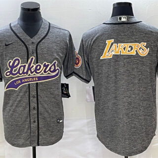 Men's Los Angeles Lakers #24 Kobe Bryant Gray Cool Base With Patch Stitched Baseball Jerseys