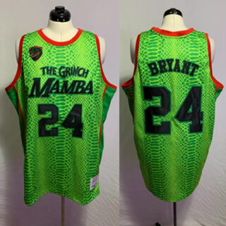 Men's Los Angeles Lakers #24 Kobe Bryant Green Black Mamba Stitched Basketball Jersey
