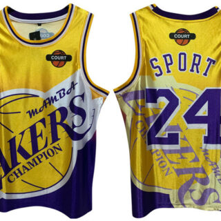 Men's Los Angeles Lakers #24 Kobe Bryant Yellow Print Basketball Jersey