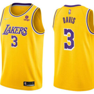 Men's Los Angeles Lakers #3 Anthony Davis Bibigo Yellow Stitched Basketball Jersey