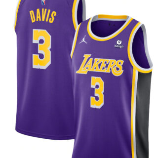 Men's Los Angeles Lakers #3 Anthony Davis Purple 75th Anniversary Stitched Jersey