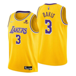 Men's Los Angeles Lakers #3 Anthony Davis Yellow 75th Anniversary Stitched Jersey