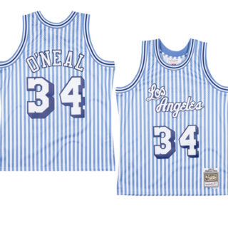 Men's Los Angeles Lakers #34 Shaquille O'Neal White 1996-97 Hardwood Classics Throwback Stitched Jersey