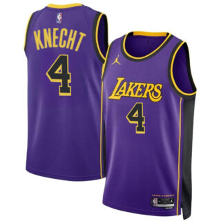 Men's Los Angeles Lakers #4 Dalton Knecht Purple 2024 Draft Statement Edition Stitched Basketball Jersey