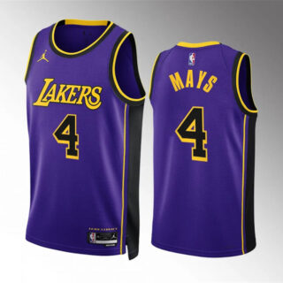 Men's Los Angeles Lakers #4 Skylar Mays Purple Statement Edition Stitched Basketball Jersey
