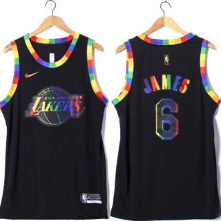 Men's Los Angeles Lakers #6 LeBron James Black Stitched Basketball Jersey