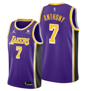 Men's Los Angeles Lakers #7 Carmelo Anthony 75th Anniversary Purple Stitched Jersey