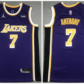 Men's Los Angeles Lakers #7 Carmelo Anthony Purple Stitched Basketball Jersey