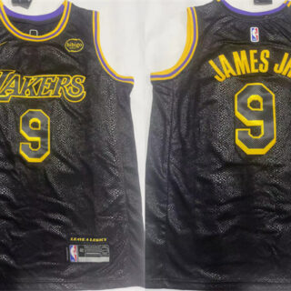 Men's Los Angeles Lakers #9 Bronny James Jr. Black 2024 Draft Stitched Basketball JerseyS