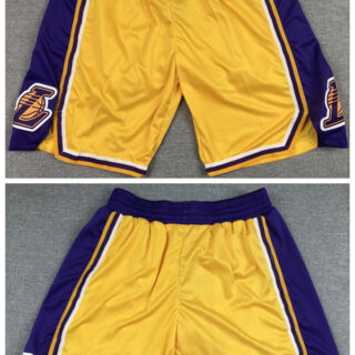 Men's Los Angeles Lakers 75th Anniversary Yellow Shorts (Run Small)