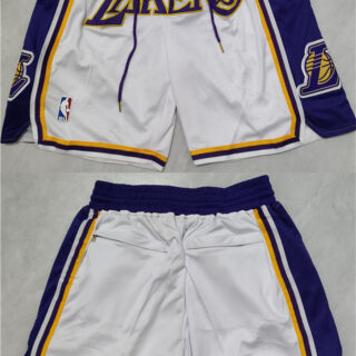Men's Los Angeles Lakers Purple White Shorts (Run Small)
