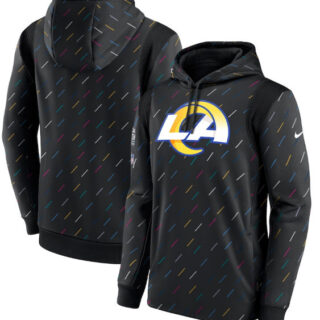 Men's Los Angeles Rams 2021 Charcoal Crucial Catch Therma Pullover Hoodie