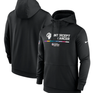 Men's Los Angeles Rams 2022 Black Crucial Catch Therma Performance Pullover Hoodie