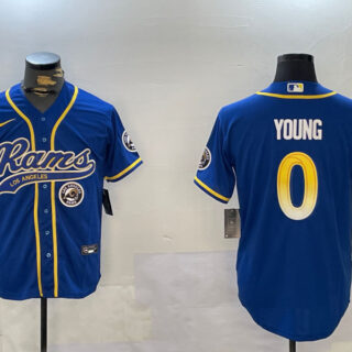 Men's Los Angeles Rams #0 Byron Young Royal Cool Base Stitched Baseball Jerseys