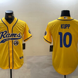 Men's Los Angeles Rams #10 Cooper Kupp yellow Cool Base Stitched Baseball Jerseys