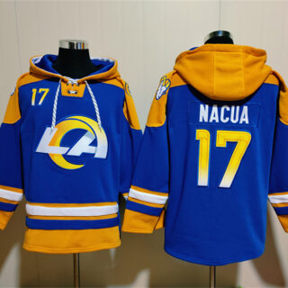 Men's Los Angeles Rams #17 Puka Nacua Blue Ageless Must-Have Lace-Up Pullover Hoodie