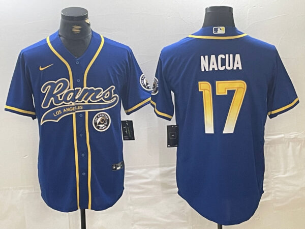 Men's Los Angeles Rams #17 Puka Nacua Royal Cool Base Stitched Baseball Jerseys