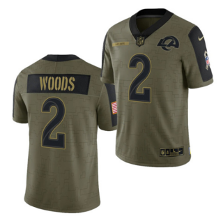 Men's Los Angeles Rams #2 Robert Woods 2021 Olive Salute To Service Limited Stitched Jersey