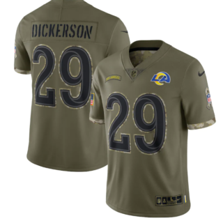 Men's Los Angeles Rams #29 Eric Dickerson Olive 2022 Salute To Service Limited Stitched Jersey