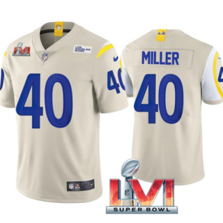 Men's Los Angeles Rams #40 Von Miller 2022 Bone Super Bowl LVI Vapor Limited Stitched Jersey
