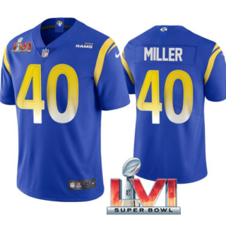 Men's Los Angeles Rams #40 Von Miller 2022 Royal Super Bowl LVI Vapor Limited Stitched Jersey
