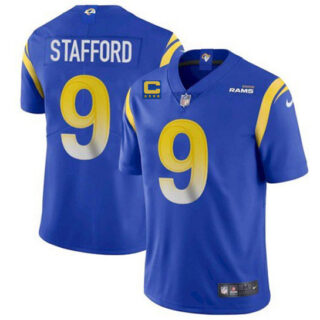Men's Los Angeles Rams #9 Matthew Stafford 2022 Royal With 4-Star C Patch Vapor Untouchable Limited Stitched Jersey