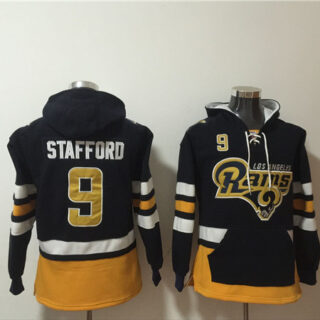 Men's Los Angeles Rams #9 Matthew Stafford Black Ageless Must-Have Lace-Up Pullover Hoodie