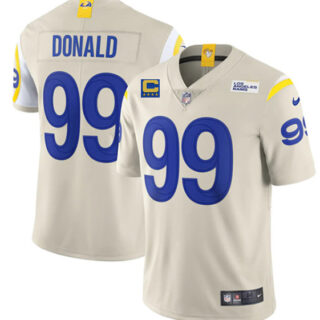 Men's Los Angeles Rams #99 Aaron Donald 2022 Bone With 4-Star C Patch Vapor Untouchable Limited Stitched Jersey