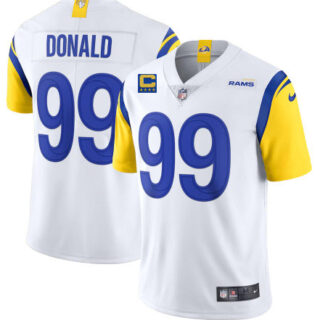 Men's Los Angeles Rams #99 Aaron Donald 2022 White With 4-Star C Patch Vapor Untouchable Limited Stitched Jersey