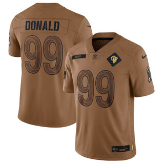 Men's Los Angeles Rams #99 Aaron Donald 2023 Brown Salute To Service Limited Stitched Football Jersey