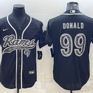 Men's Los Angeles Rams #99 Aaron Donald Black Reflective With Patch Cool Base Stitched Baseball Jersey