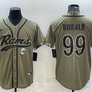 Men's Los Angeles Rams #99 Aaron Donald Olive 2022 Salute To Service Cool Base Stitched Baseball Jersey